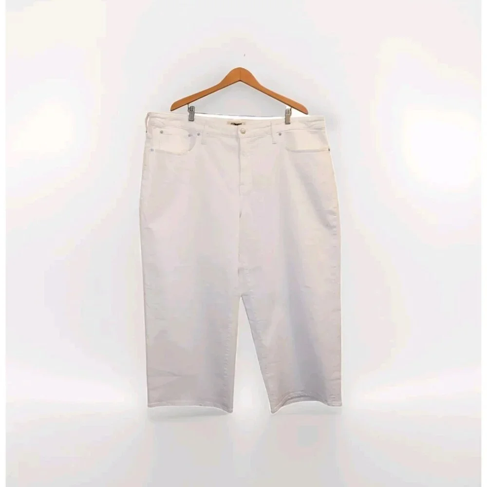 Madewell The Plus Perfect Vintage Wide-Leg Crop Jeans Womens Size 24W Tile White - Picture 1 of 16